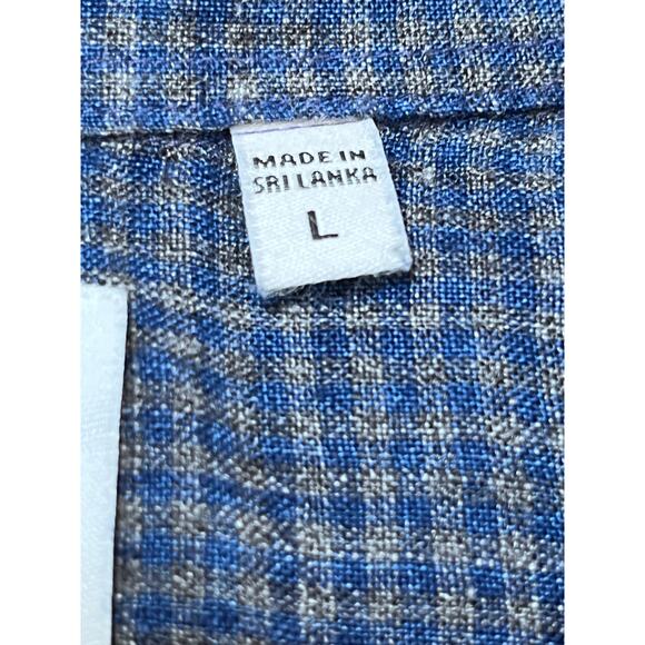 Baird McNutt Men's Linen Mini Check Button-Up Summer Vacation Cruise Shirt - L - Picture 3 of 7